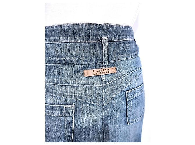Falda de Denim de Doble Cintura Jean Paul Gaultier T S/M Azul - vista 18