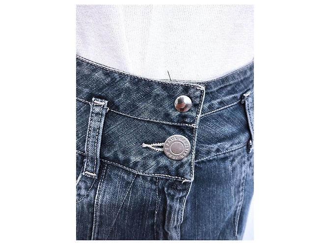 Falda de Denim de Doble Cintura Jean Paul Gaultier T S/M Azul - vista 20