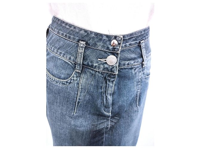Falda de Denim de Doble Cintura Jean Paul Gaultier T S/M Azul - vista 5