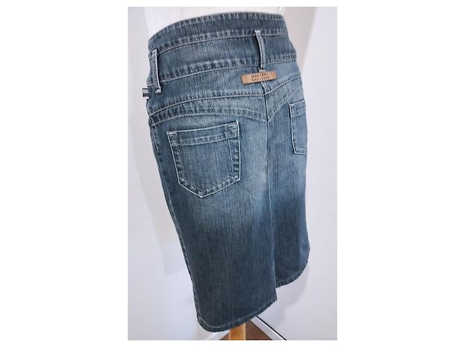 Falda de Denim de Doble Cintura Jean Paul Gaultier T S/M Azul - vista 6