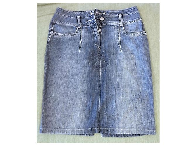 Falda de Denim de Doble Cintura Jean Paul Gaultier T S/M Azul - vista 7