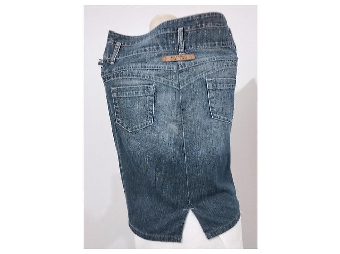 Falda de Denim de Doble Cintura Jean Paul Gaultier T S/M Azul - vista 9