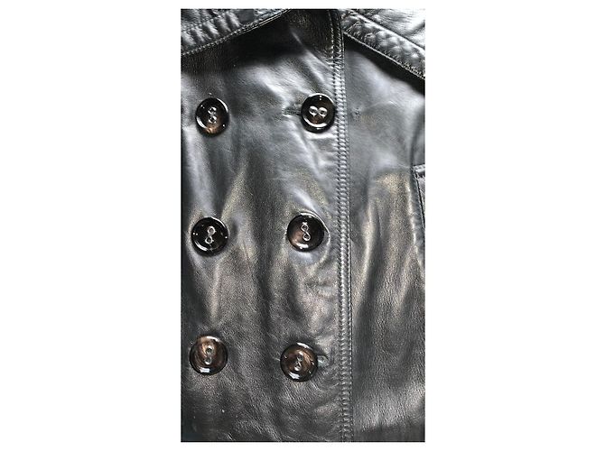 Giacca Biker Burberry in pelle di agnello nera oversize Nero - vista 3