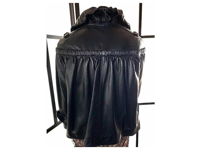 Giacca Biker Burberry in pelle di agnello nera oversize Nero - vista 6