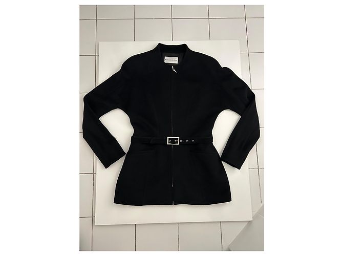 Cappotto lungo nero Thierry Mugler in lana e cashmere - vista 2