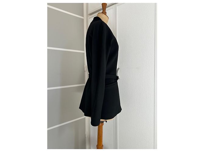 Cappotto lungo nero Thierry Mugler in lana e cashmere - vista 3