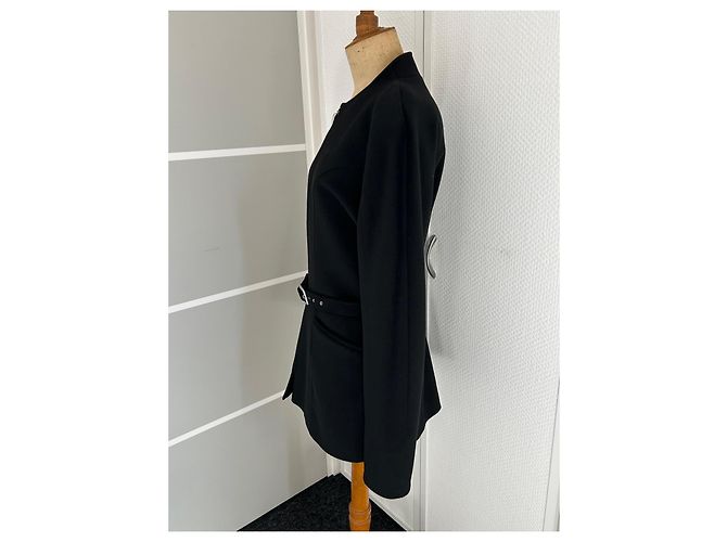 Cappotto lungo nero Thierry Mugler in lana e cashmere - vista 5