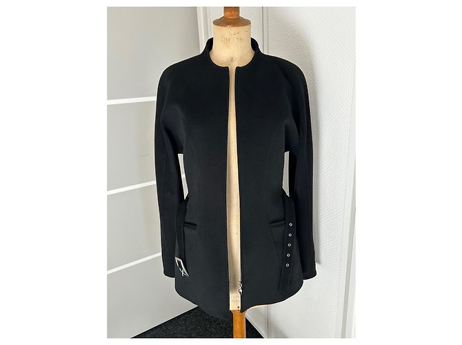 Cappotto lungo nero Thierry Mugler in lana e cashmere - vista 6