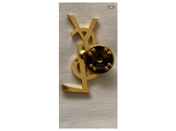 Spilla Yves Saint Laurent Arty Logo Monogramma Oro D'oro - vista 2