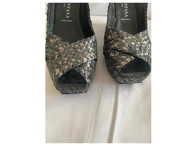 Autre Marque Mule con zeppa in pelle intrecciata a mano - vista 3