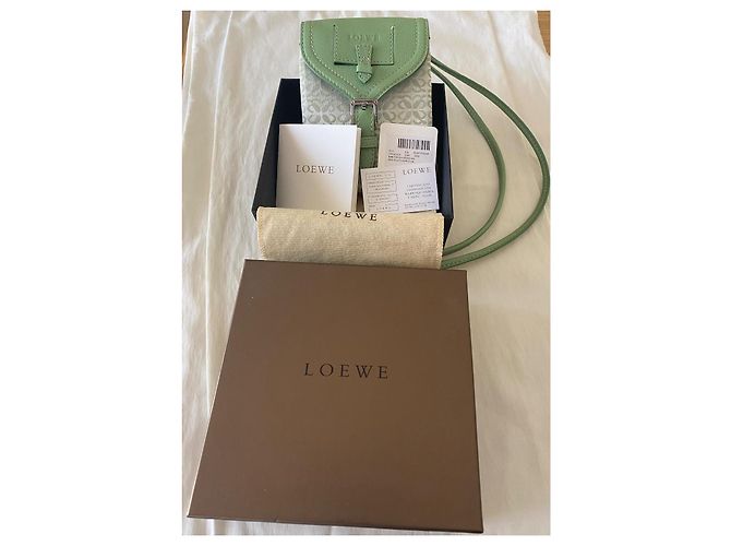 Borsa a tracolla Loewe Monogramma in cotone verde chiaro - vista 3