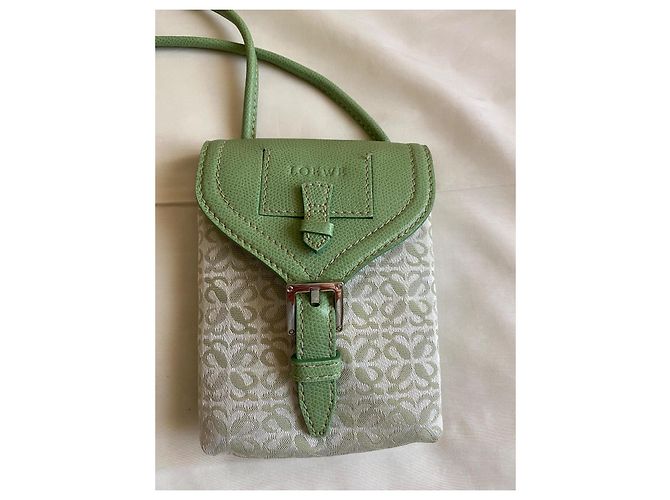 Borsa a tracolla Loewe Monogramma in cotone verde chiaro - vista 4