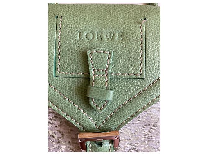 Borsa a tracolla Loewe Monogramma in cotone verde chiaro - vista 5