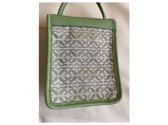 Borsa a tracolla Loewe Monogramma in cotone verde chiaro - vista 8