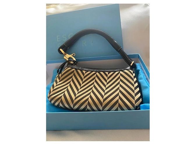 Borsa a mano Escada nera e dorata con manico in pelle Nero - vista 2