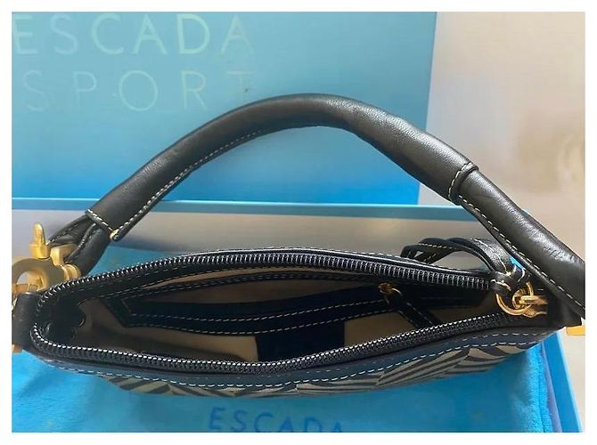 Borsa a mano Escada nera e dorata con manico in pelle Nero - vista 3