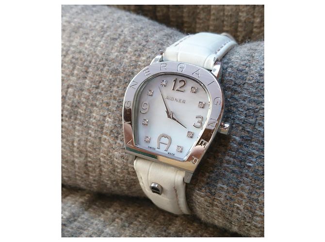 Aigner Amalfi Quarz Uhr Ref A32200 Swiss Made Silber Weiß - Ansicht 2