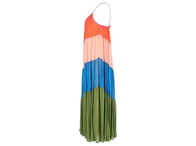 Abito Maxi Arcobaleno a Strati in Seta Multicolore di Carolina Herrera - vista 2