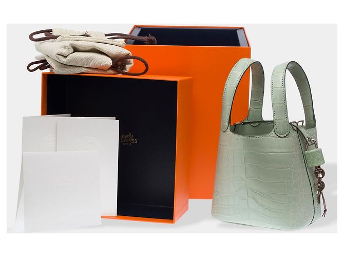Hermès Borsa HERMES Picotin in Pelle Esotica Verde - 102916 - vista 2