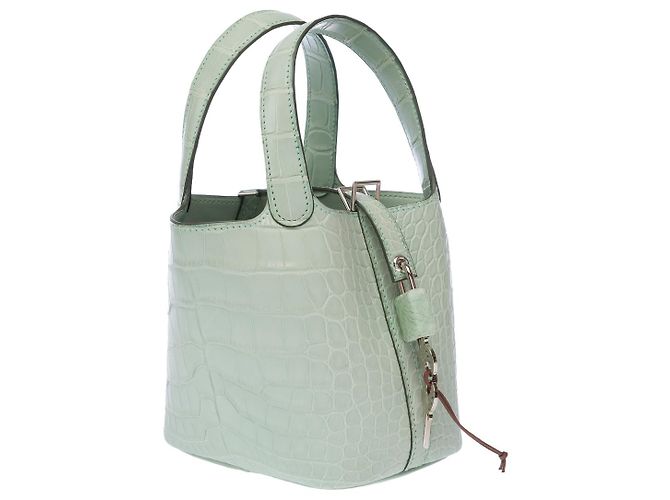 Hermès Borsa HERMES Picotin in Pelle Esotica Verde - 102916 - vista 3