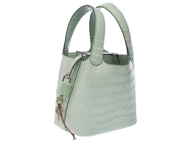 Hermès Borsa HERMES Picotin in Pelle Esotica Verde - 102916 - vista 4