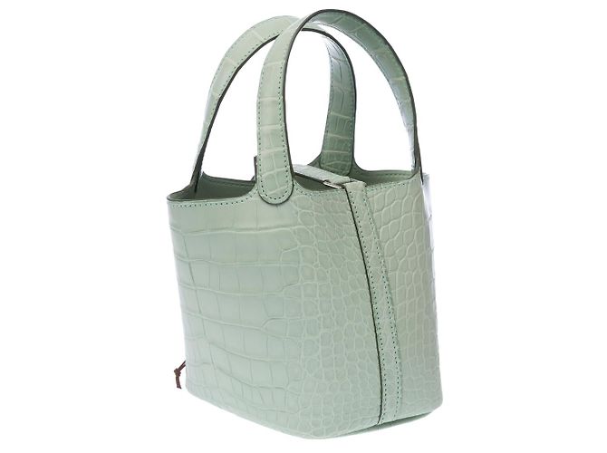 Hermès Borsa HERMES Picotin in Pelle Esotica Verde - 102916 - vista 6