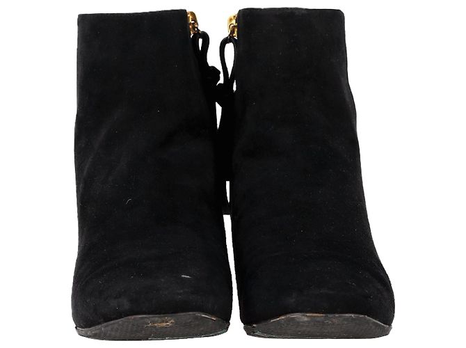 Stuart Weitzman As Botas Freja em Camurça Preta Preto - vista 2