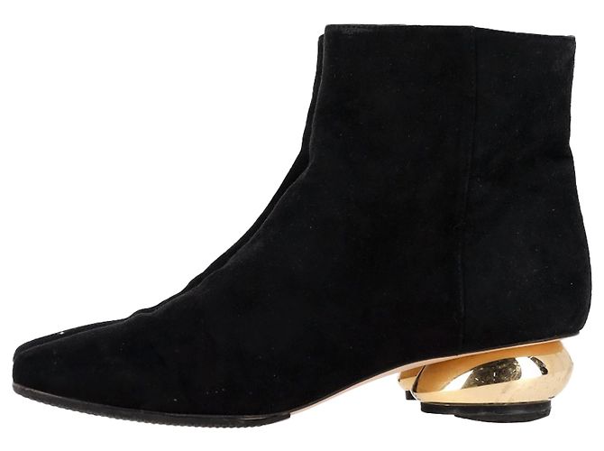 Stuart Weitzman As Botas Freja em Camurça Preta Preto - vista 4