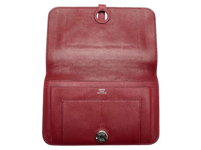 Portafoglio lungo in pelle Dogon GM di Hermès Rosso - vista 6