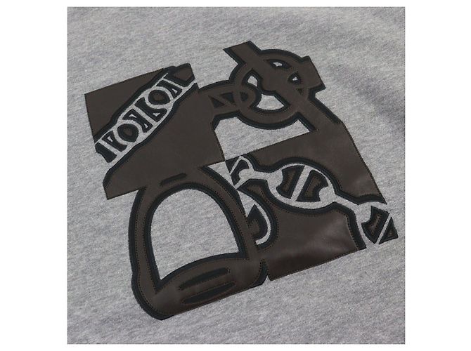 Sweatshirt aus Leder Metallerie au Carré von Hermès Braun Grau - Ansicht 4