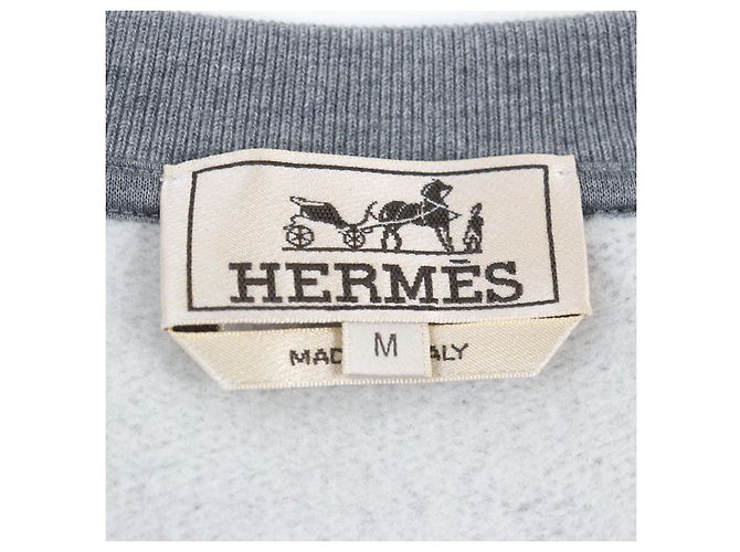 Sweatshirt aus Leder Metallerie au Carré von Hermès Braun Grau - Ansicht 6