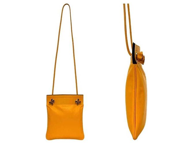 Hermès Aline Schultertasche aus gelbem Leder - Ansicht 3