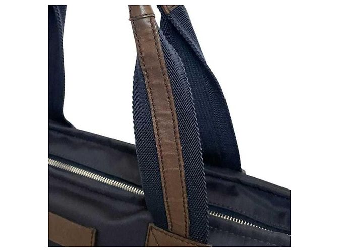 Sac fourre-tout en nylon et cuir bleu marine Gucci - vista 10