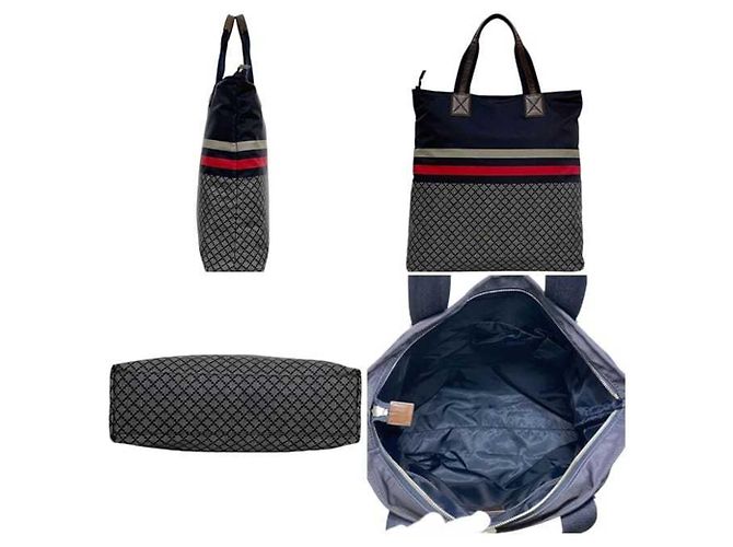 Sac fourre-tout en nylon et cuir bleu marine Gucci - vista 3
