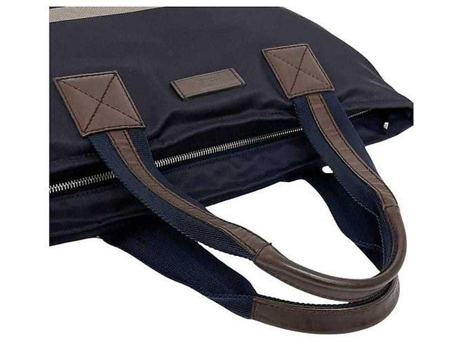 Sac fourre-tout en nylon et cuir bleu marine Gucci - vista 9