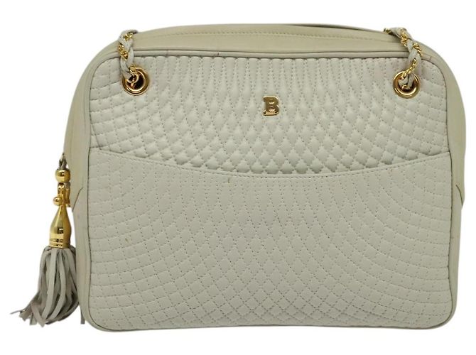 BALLY Borsa a Spalla con Catena Pelle Avorio Oro Auth 141066 D'oro Crudo - vista 13