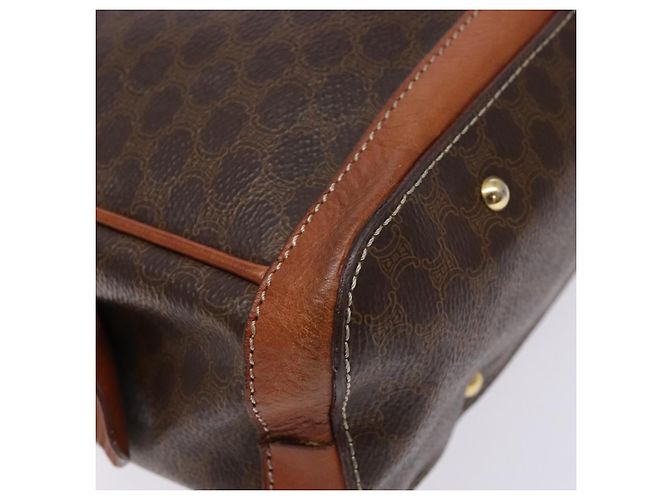 Céline Borsa a mano in tela Macadam CELINE in pelle PVC marrone oro Auth 141839 D'oro - vista 16