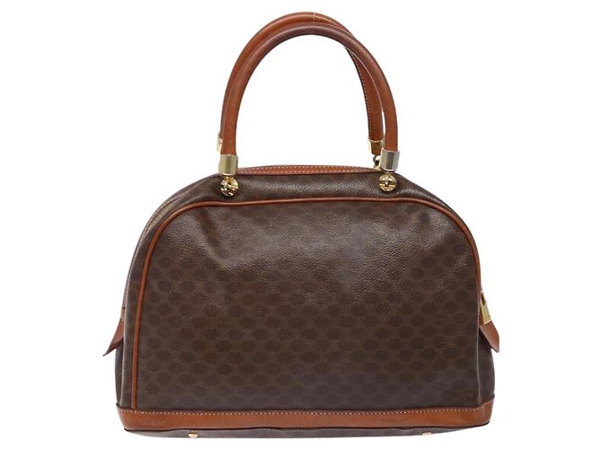 Céline Borsa a mano in tela Macadam CELINE in pelle PVC marrone oro Auth 141839 D'oro - vista 2