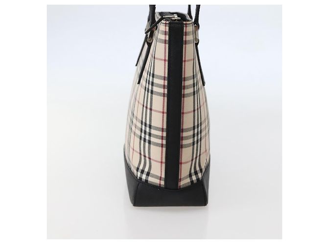 Borsa Tote Nova Check Burberry in Tela e Pelle Beige Argento Auth BA5747 - vista 3