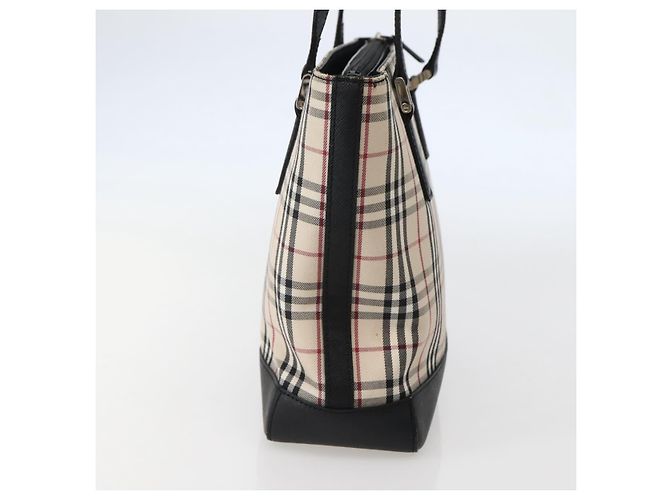 Borsa Tote Nova Check Burberry in Tela e Pelle Beige Argento Auth BA5747 - vista 4