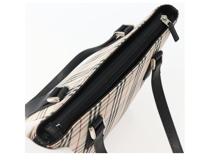 Borsa Tote Nova Check Burberry in Tela e Pelle Beige Argento Auth BA5747 - vista 6