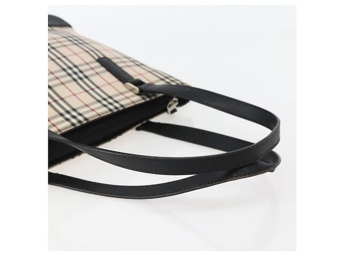 Borsa Tote Nova Check Burberry in Tela e Pelle Beige Argento Auth BA5747 - vista 7