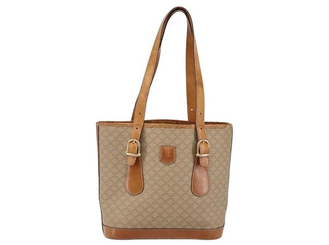 Céline CELINE Macadam Canvas Tote Bag PVC Beige Gold Auth bs29412 Golden - Ansicht 13