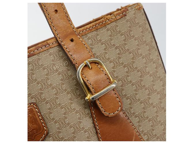 Céline CELINE Macadam Canvas Tote Bag PVC Beige Gold Auth bs29412 Golden - Ansicht 17