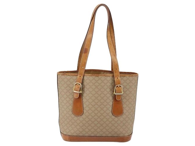 Céline CELINE Macadam Canvas Tote Bag PVC Beige Gold Auth bs29412 Golden - Ansicht 2