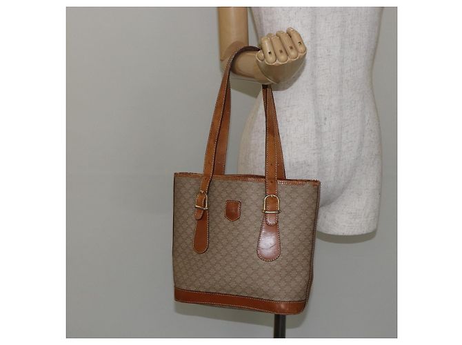Céline CELINE Macadam Canvas Tote Bag PVC Beige Gold Auth bs29412 Golden - Ansicht 24