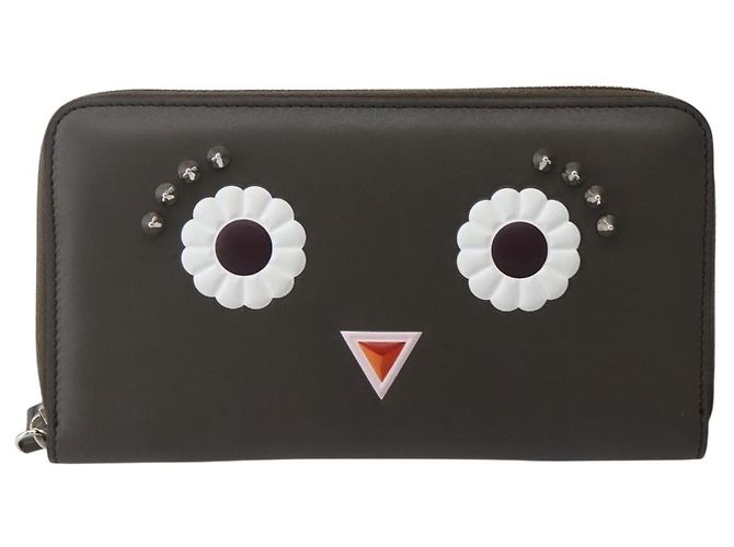 FENDI Hypnotize Lange Geldbörse aus Leder Grau Authentisch 142443M Braun - Ansicht 13