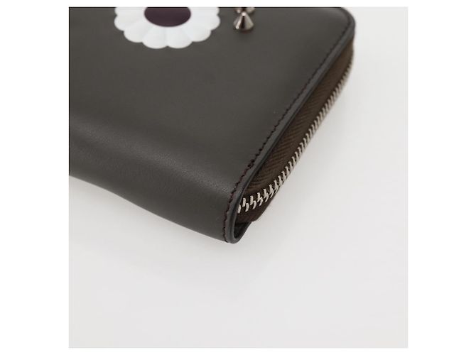 FENDI Hypnotize Lange Geldbörse aus Leder Grau Authentisch 142443M Braun - Ansicht 14