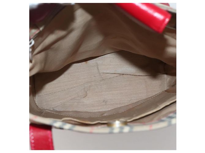 Autre Marque Borsa Tote Burberrys Nova Check in tela beige rossa oro Auth BA5696 Rosso D'oro - vista 11