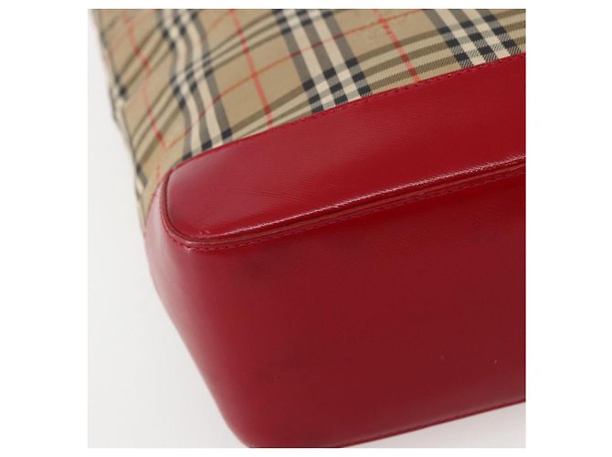 Autre Marque Borsa Tote Burberrys Nova Check in tela beige rossa oro Auth BA5696 Rosso D'oro - vista 14